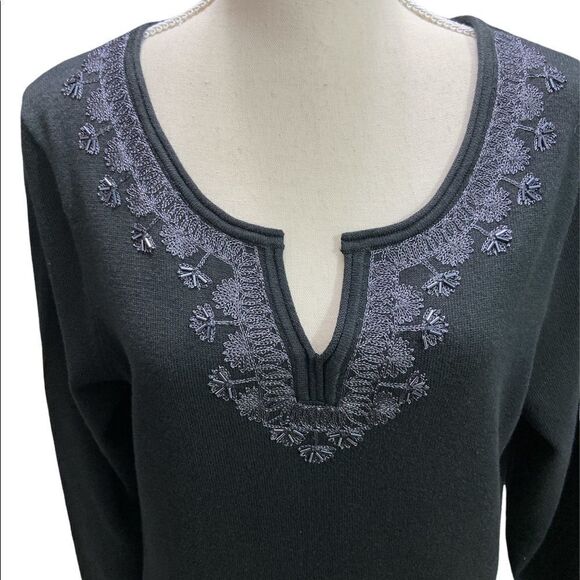 Tommy Bahama Womens Black Embellished Sweater Dress Pickford Size Medium - Picture 2 of 5